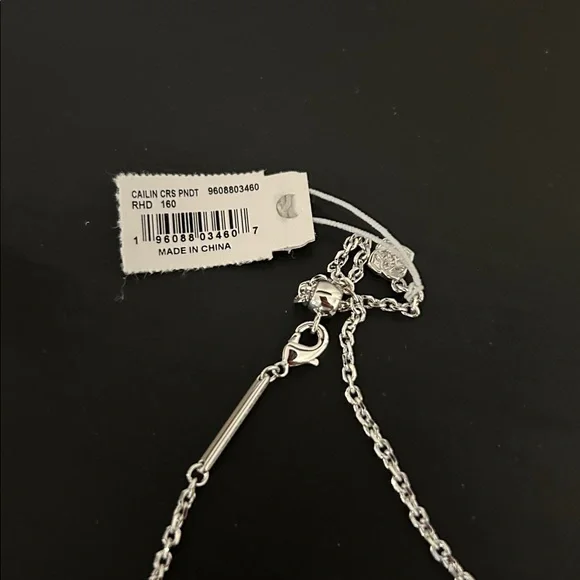 Kendra Scott Cailin Silver Pendant Necklace in White CZ - Picture 7 of 8